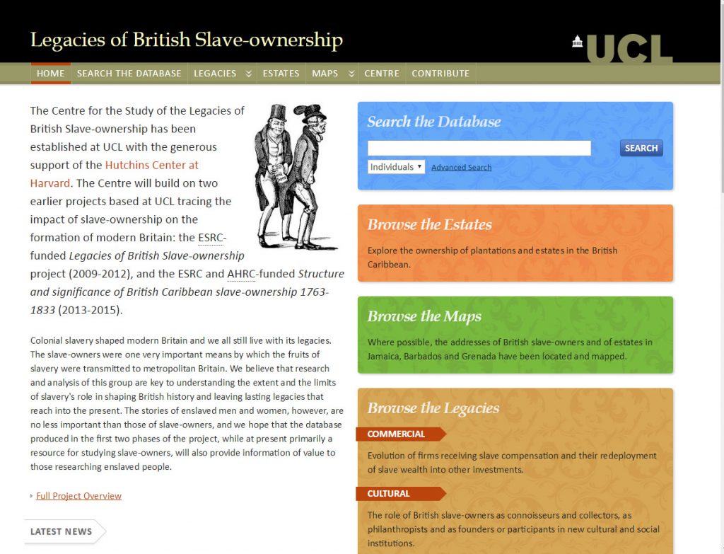 Legacies of British Slave Ownership project homepage