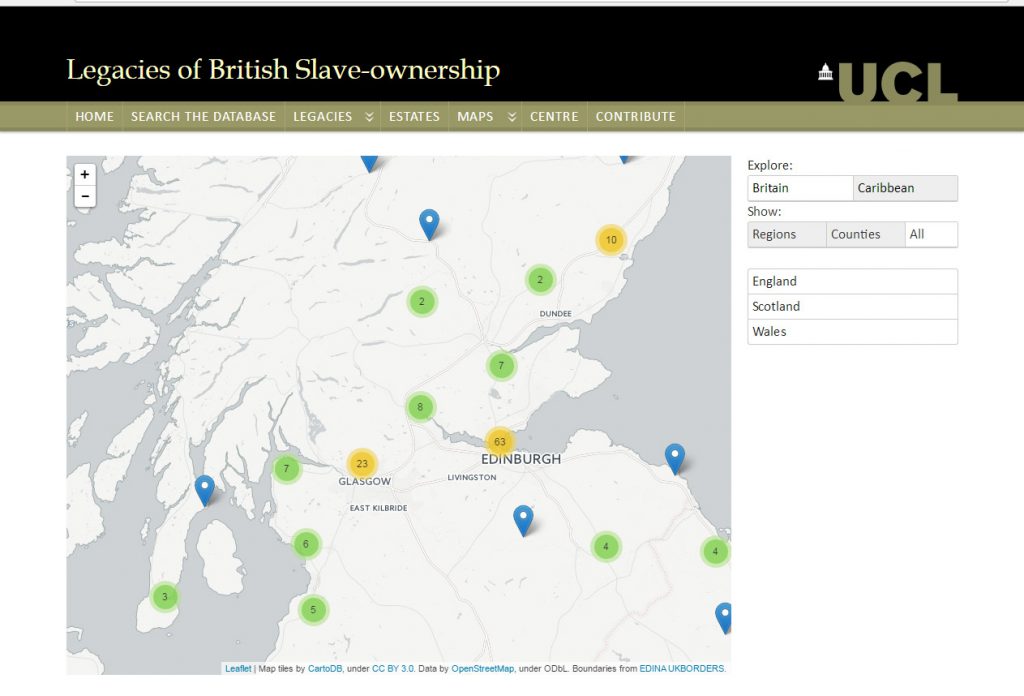Legacies of British Slave Ownership map search interface