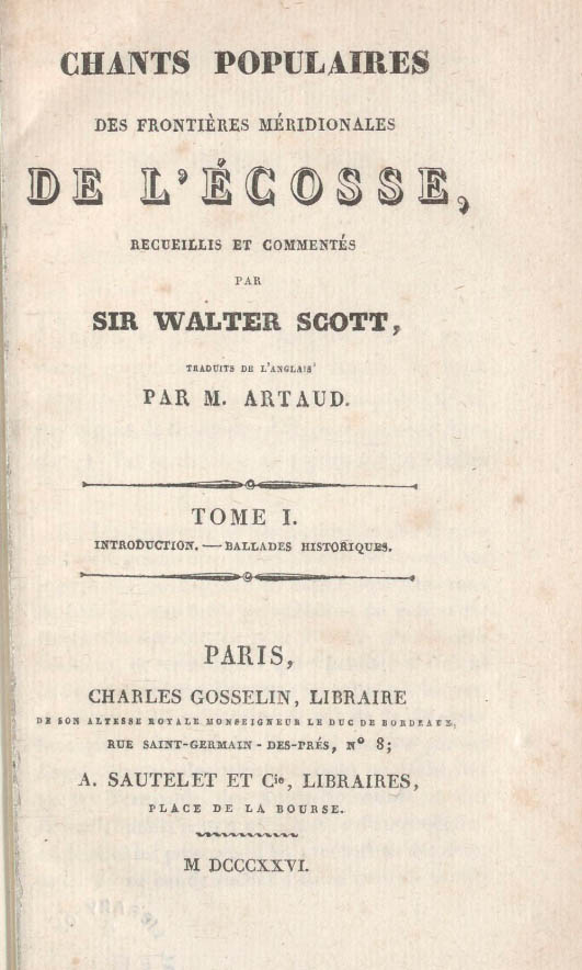 Minstrelsy French edition