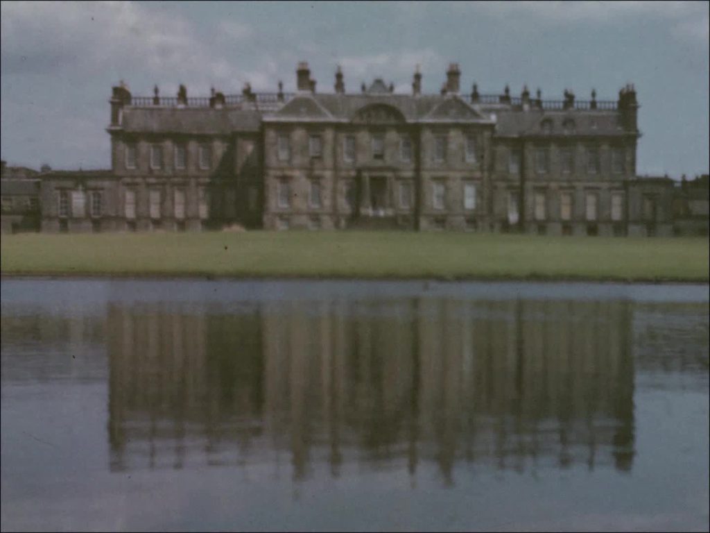 Front view of Hopetoun House, reflection in water to the front