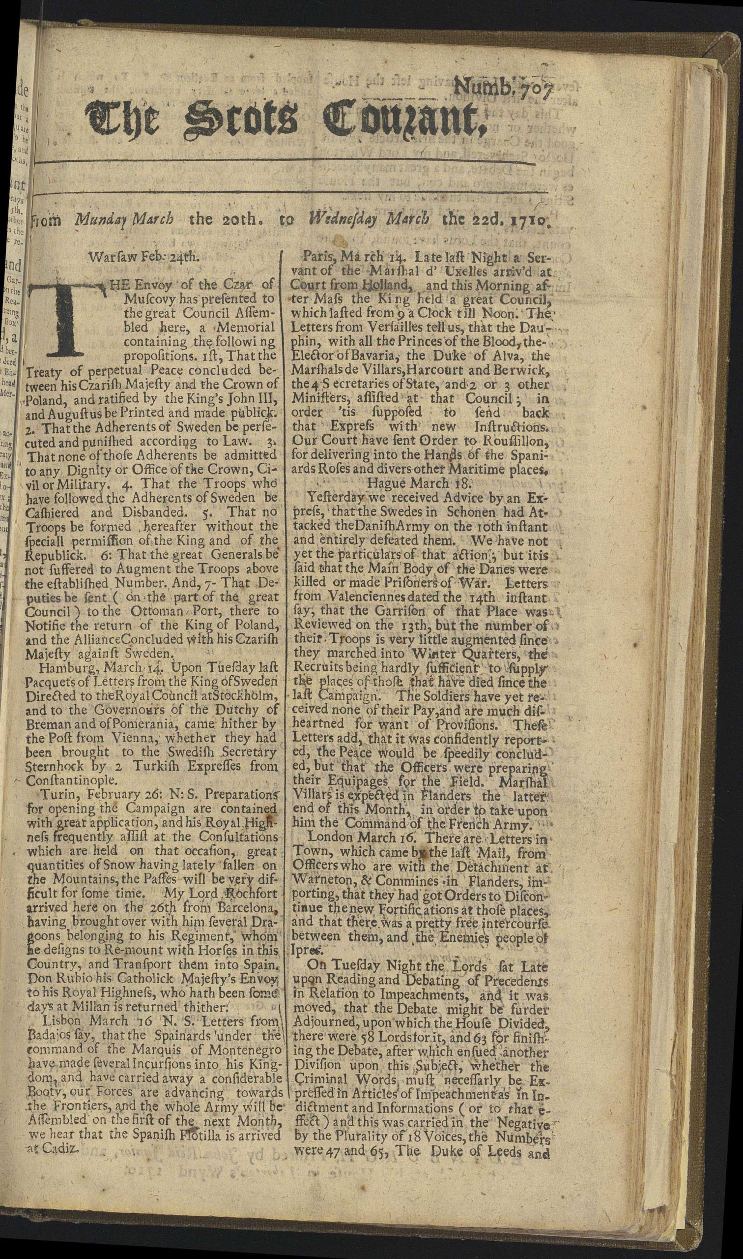 First issue of John Reid Jr.'s Scots Courant